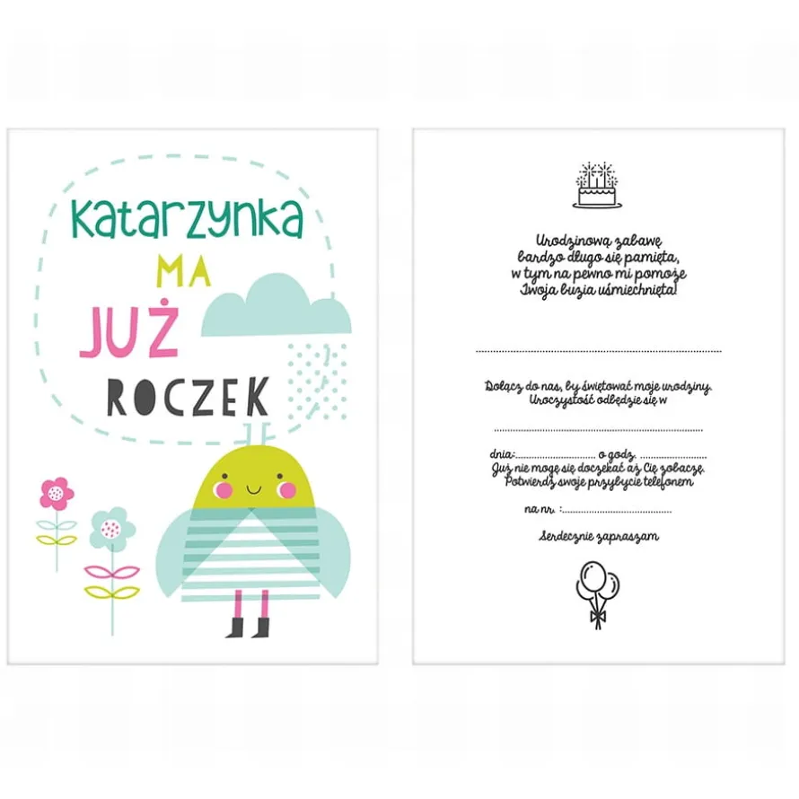 Zaproszenia personalizowane ROCZEK DZIEWCZYNKI