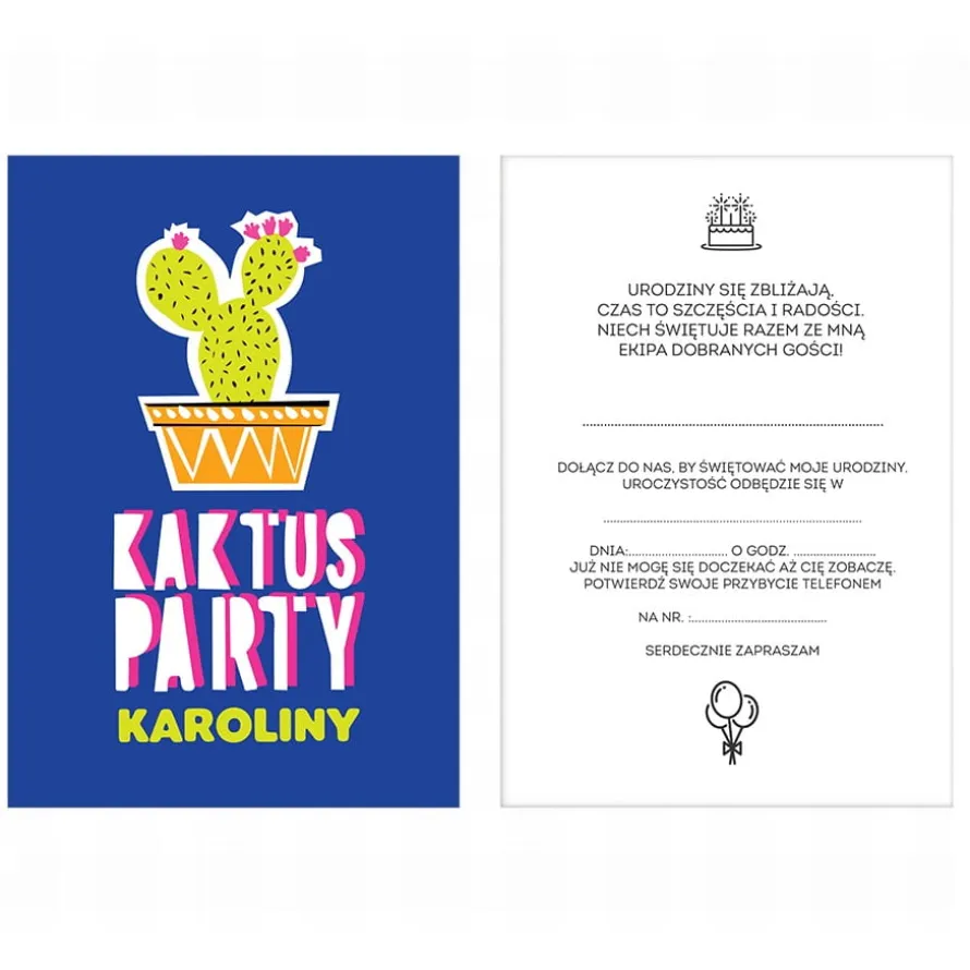 Zaproszenia personalizowane KAKTUS PARTY