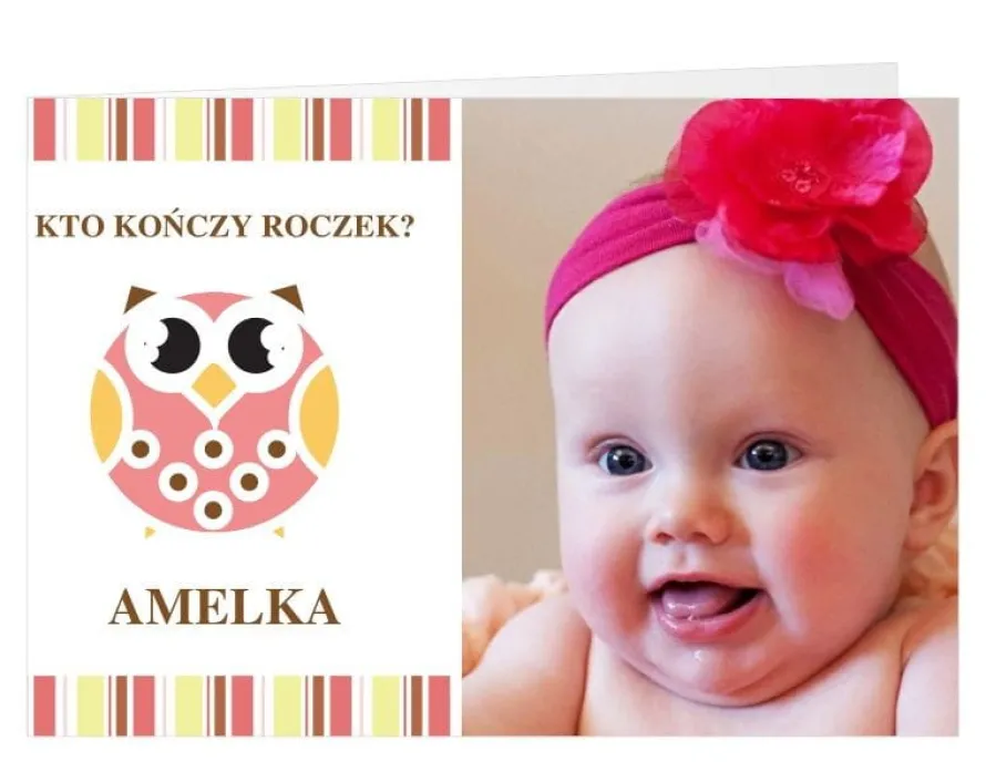 Zaproszenia personalizowane SOWA dla dziewczynki