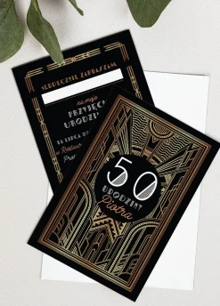 Zaproszenia urodzinowe glamour GATSBY personalizowane
