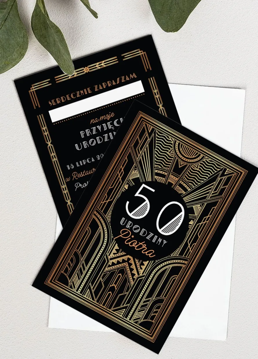 Zaproszenia urodzinowe glamour GATSBY personalizowane