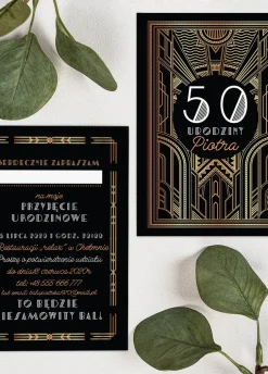 Zaproszenia urodzinowe glamour GATSBY personalizowane