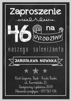 Zaproszenia urodzinowe TABLICA personalizowane