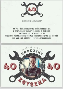 Zaproszenia ze zdjęciem URODZINY MECHANIKA