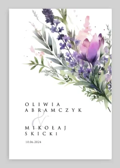 Zaproszenie ślubne LAWENDOWE z personalizacją
