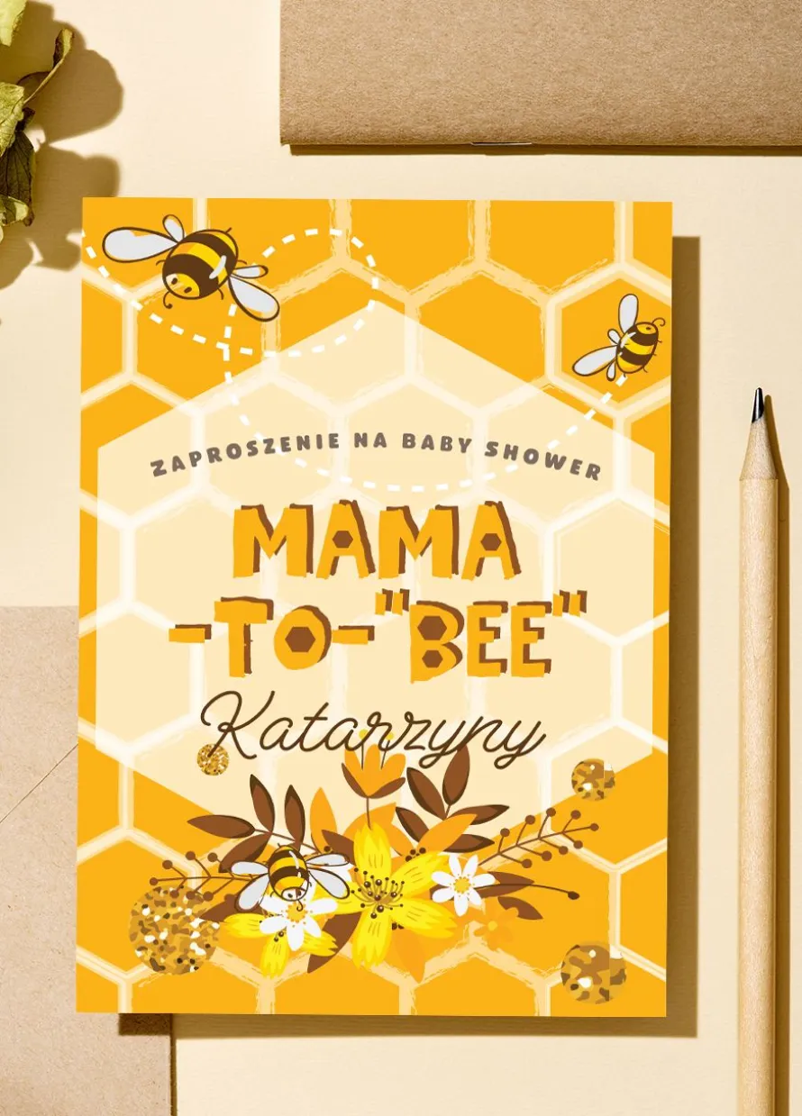 Zaproszenie na baby shower MAMA-TO-"BEE"