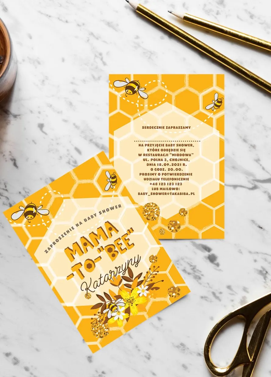 Zaproszenie na baby shower MAMA-TO-"BEE"