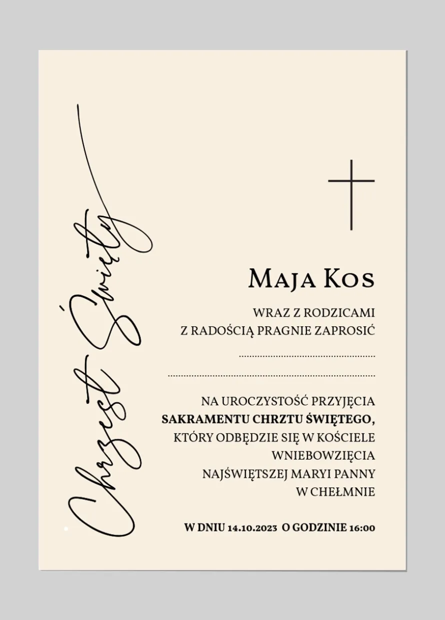 Zaproszenie na CHRZEST ŚWIĘTY