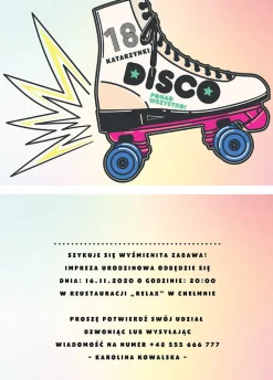 Zaproszenie na 18 personalizowane DISCO