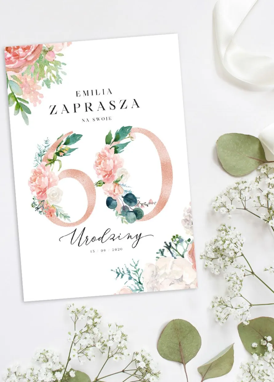 Zaproszenie na 60 urodziny KWIATY