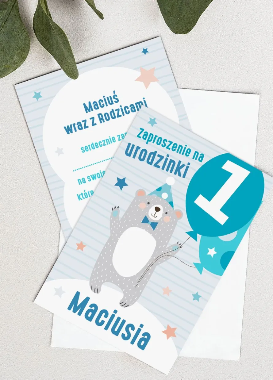 Zaproszenie personalizowane na roczek MAŁY MIŚ