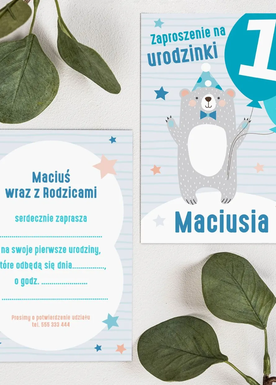 Zaproszenie personalizowane na roczek MAŁY MIŚ
