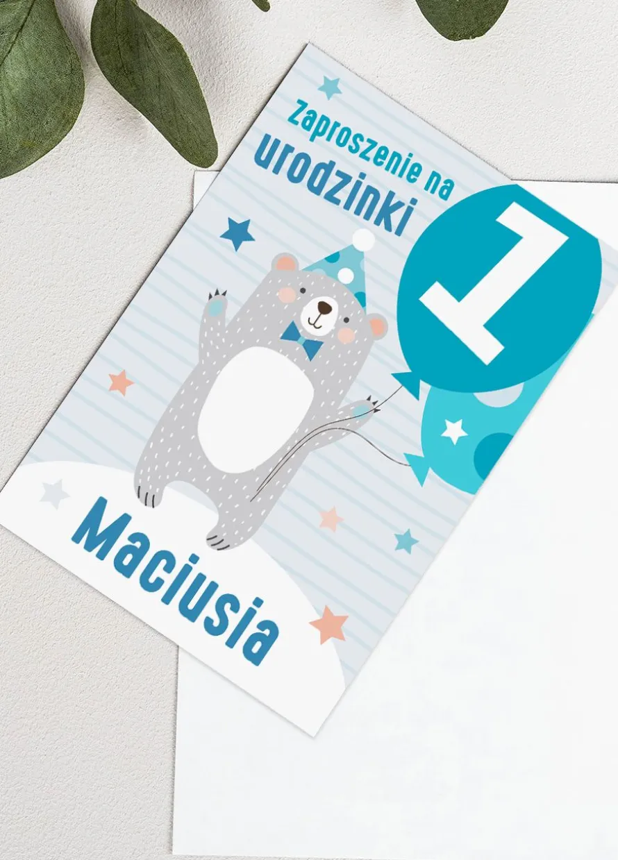 Zaproszenie personalizowane na roczek MAŁY MIŚ