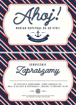 Zaproszenie w stylu marynarskim AHOJ