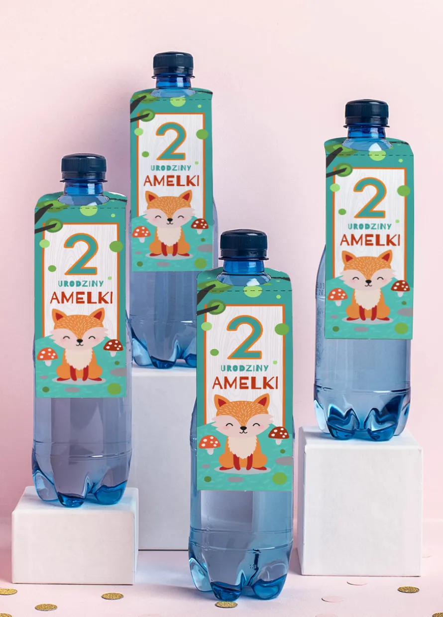 Zawieszki do butelek dla dzieci LEŚNE URODZINY (4szt.)