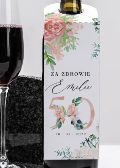 Zawieszki na alkohol na 50 urodziny KWIATY (4szt.)