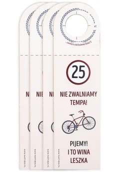 Zawieszki na butelki na urodziny rowerzysty ROWEROWO (4 szt.)