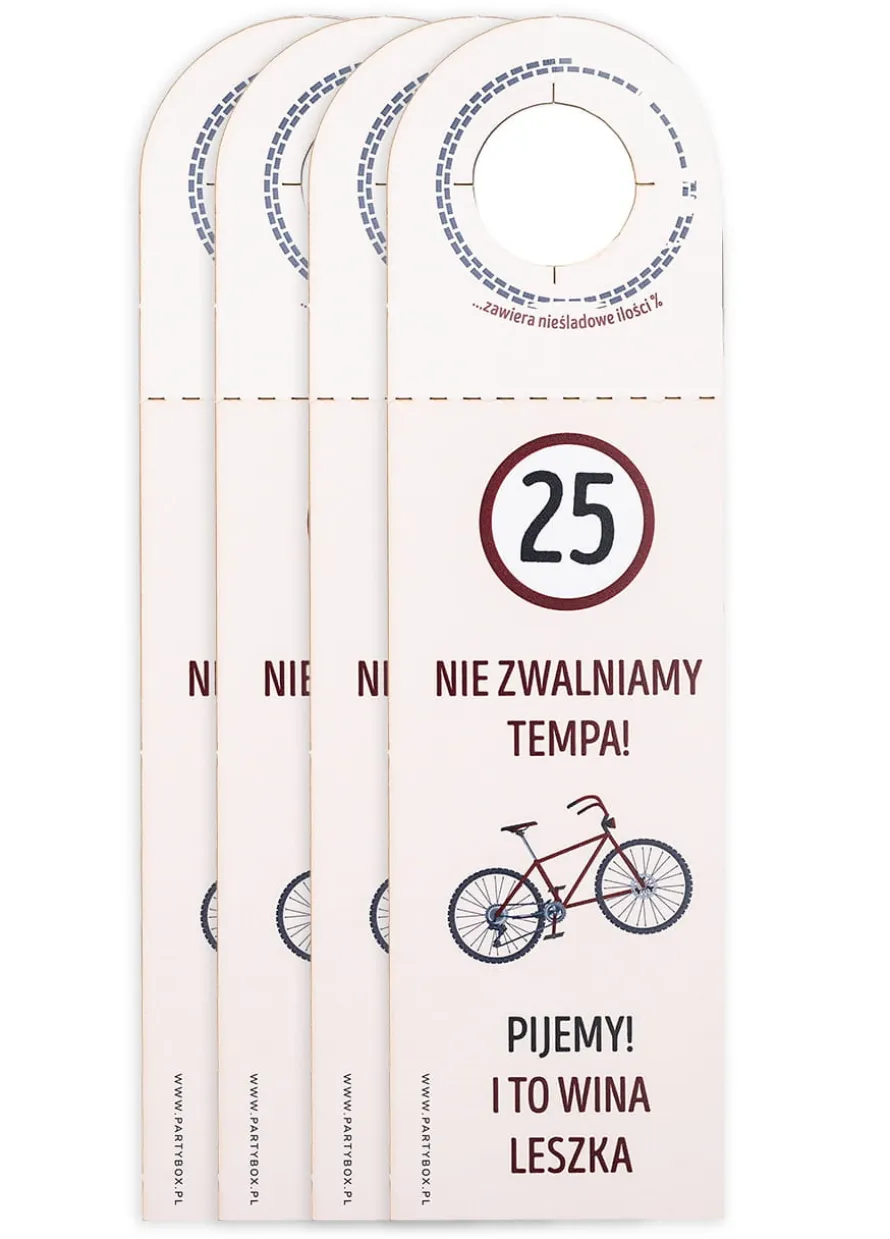 Zawieszki na butelki na urodziny rowerzysty ROWEROWO (4 szt.)