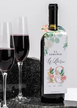 Zawieszki na butelki 18 urodziny KWIATY (4 szt.)