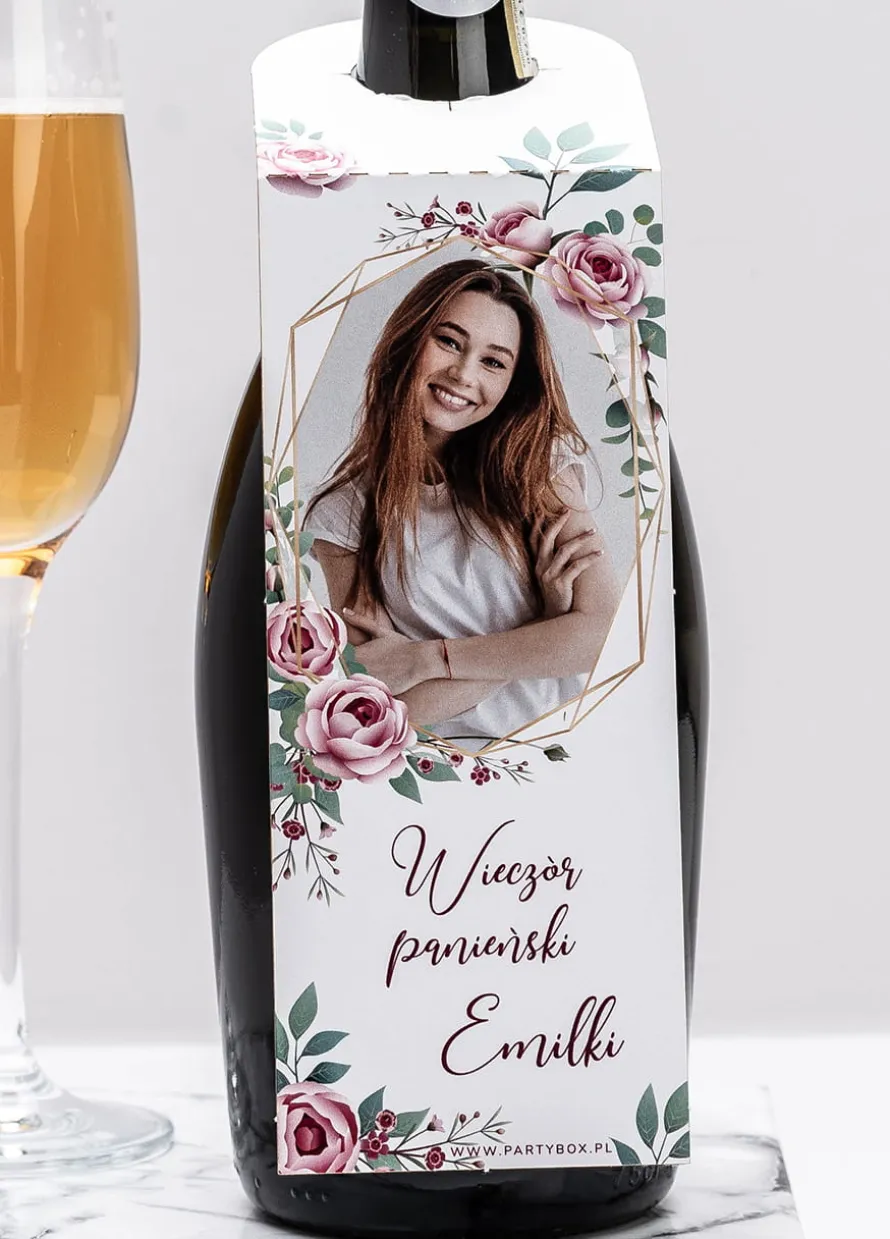 Zawieszki na butelki WIECZÓR PANIEŃSKI etykieta ze zdjęciem (4szt.)
