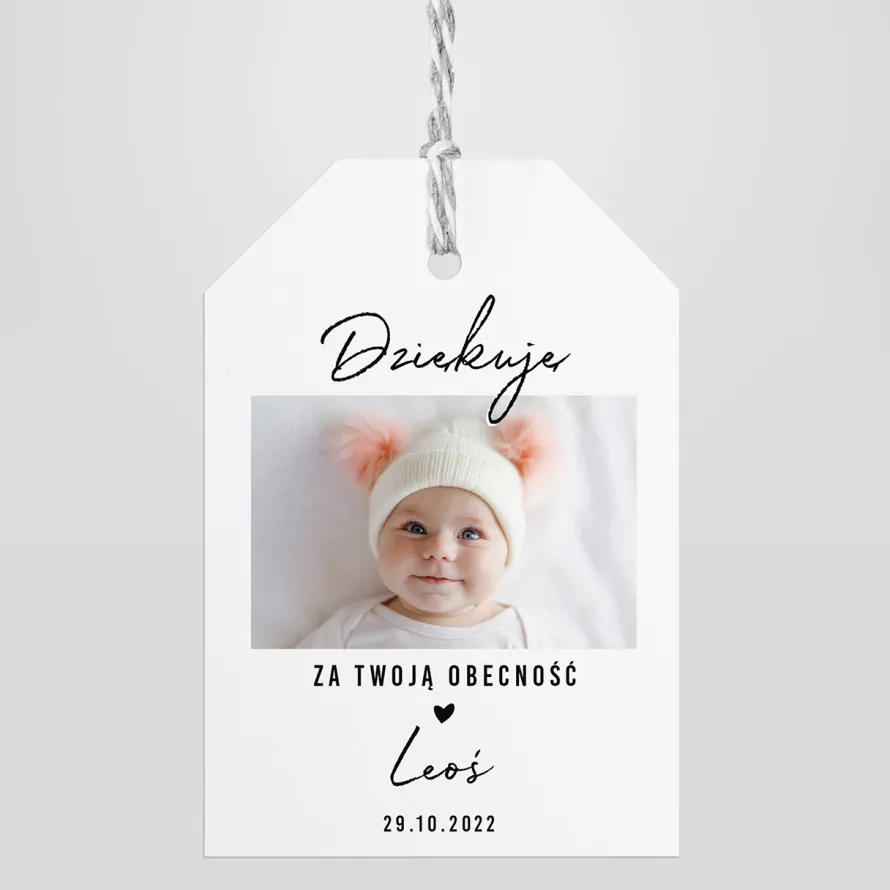 Zawieszki ze zdjęciem PODZIĘKOWANIE za przybycie na urodziny (16szt.)