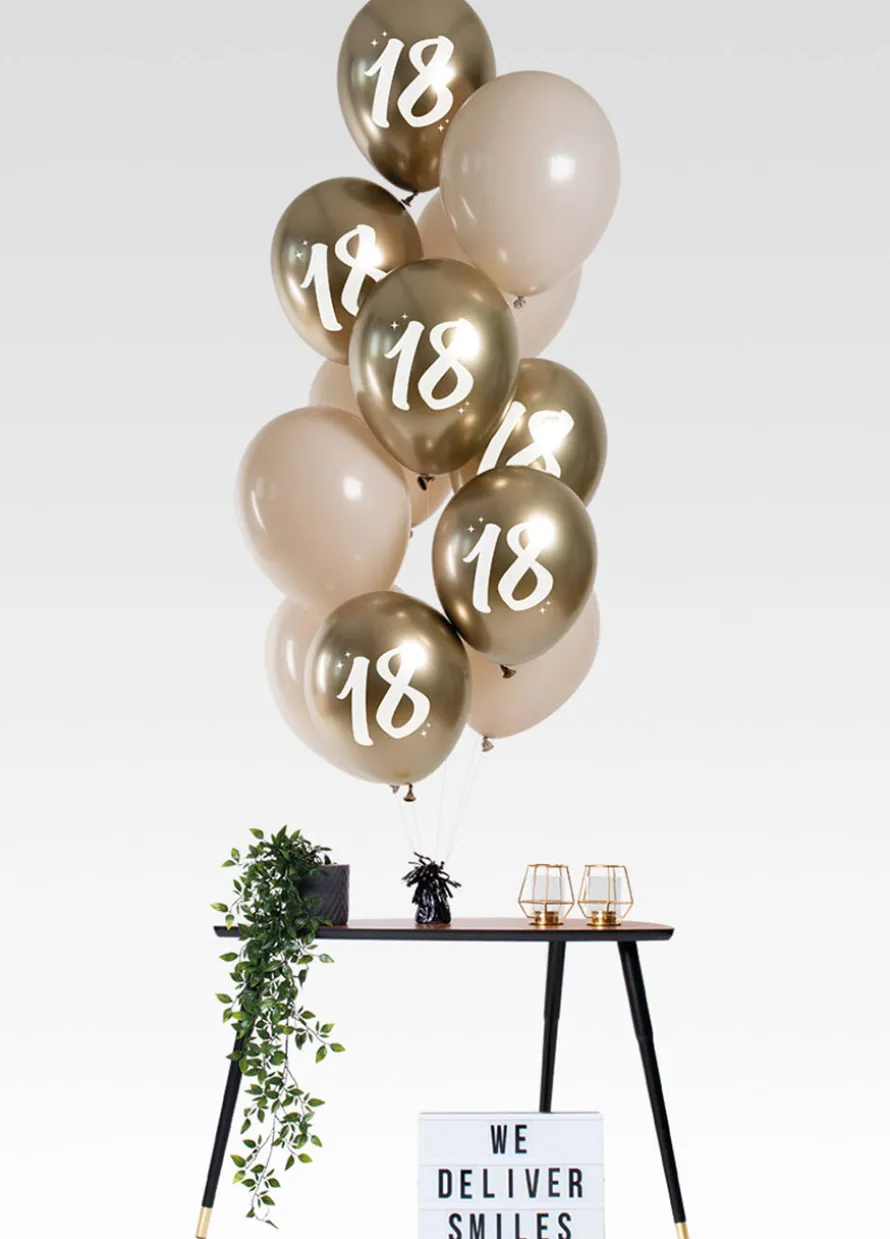 Zestaw balonów na 18 - GOLDEN LATTE (12szt.)