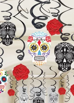 Zestaw dekoracji na Halloween CZASZKI Dia de los Muertos 30szt.