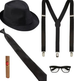 Zestaw KRÓL BLUESA kapelusz, szelki, krawat, okulary Blues Brothers