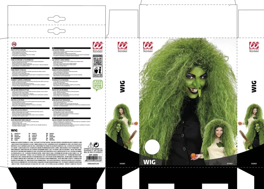 Zielona peruka WIEDŹMY na Halloween
