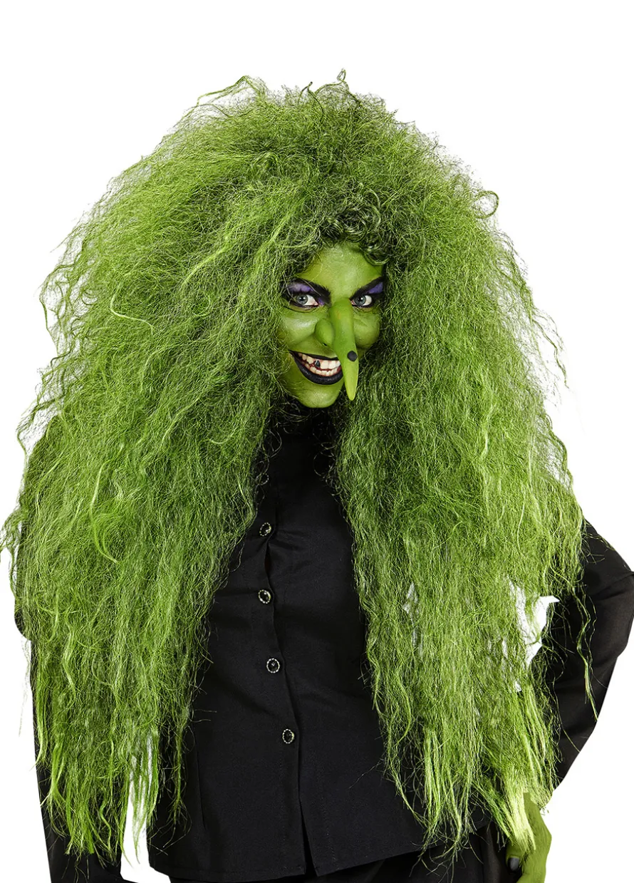 Zielona peruka WIEDŹMY na Halloween