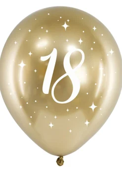 Złote balony na 18 urodziny chromowane (6szt.)