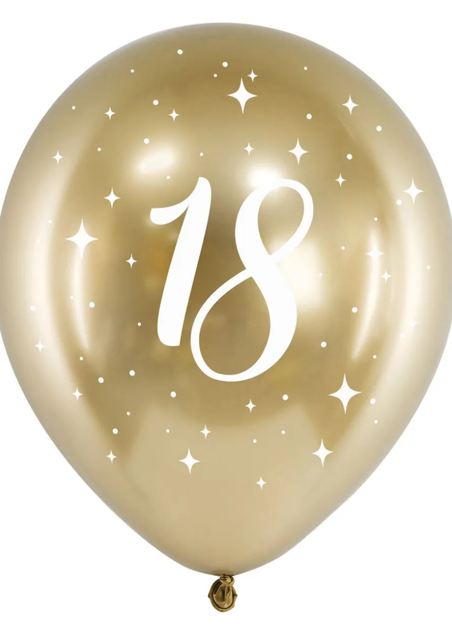 Złote balony na 18 urodziny chromowane (6szt.)