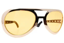 Złote Okulary imprezowe Lata 70 duże okulary disco