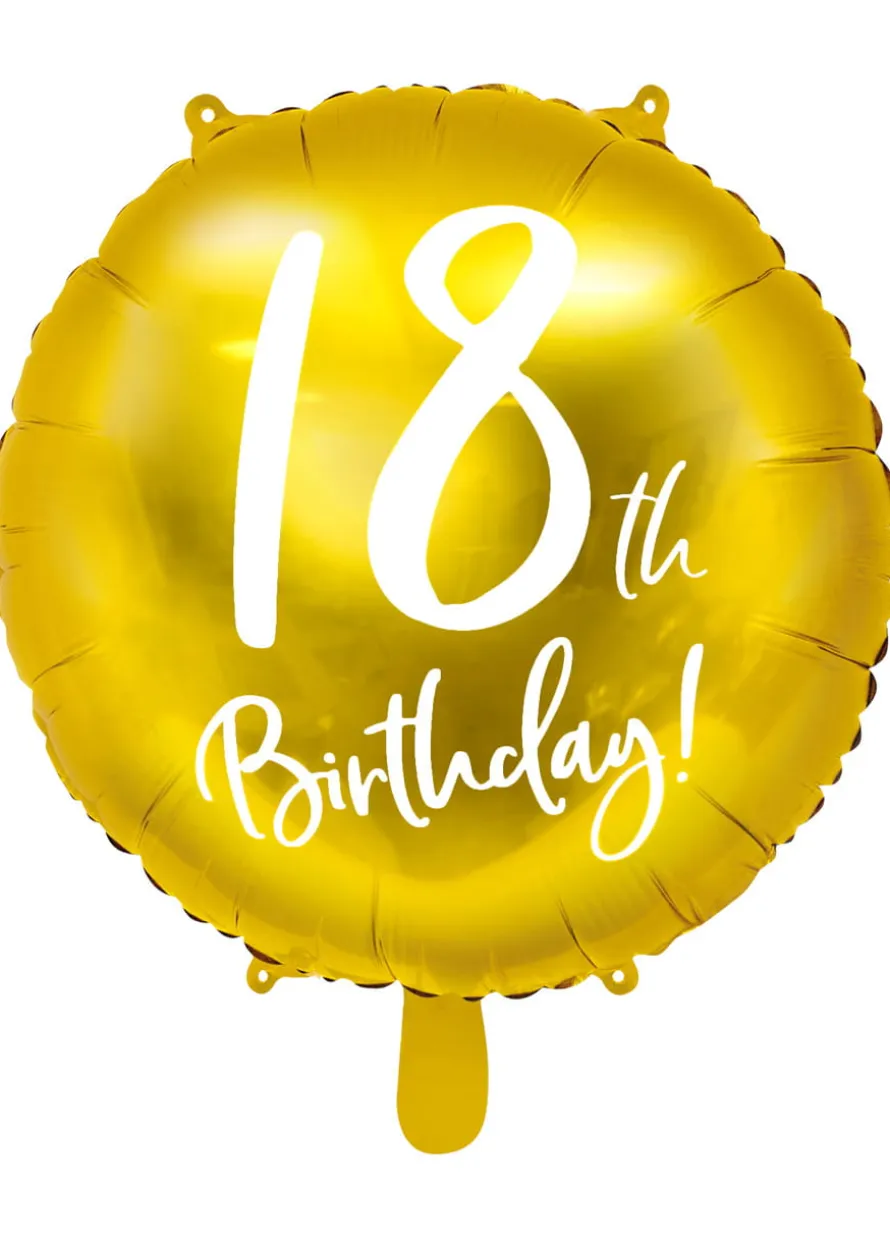 Złoty balon na 18 URODZINY foliowy 45cm