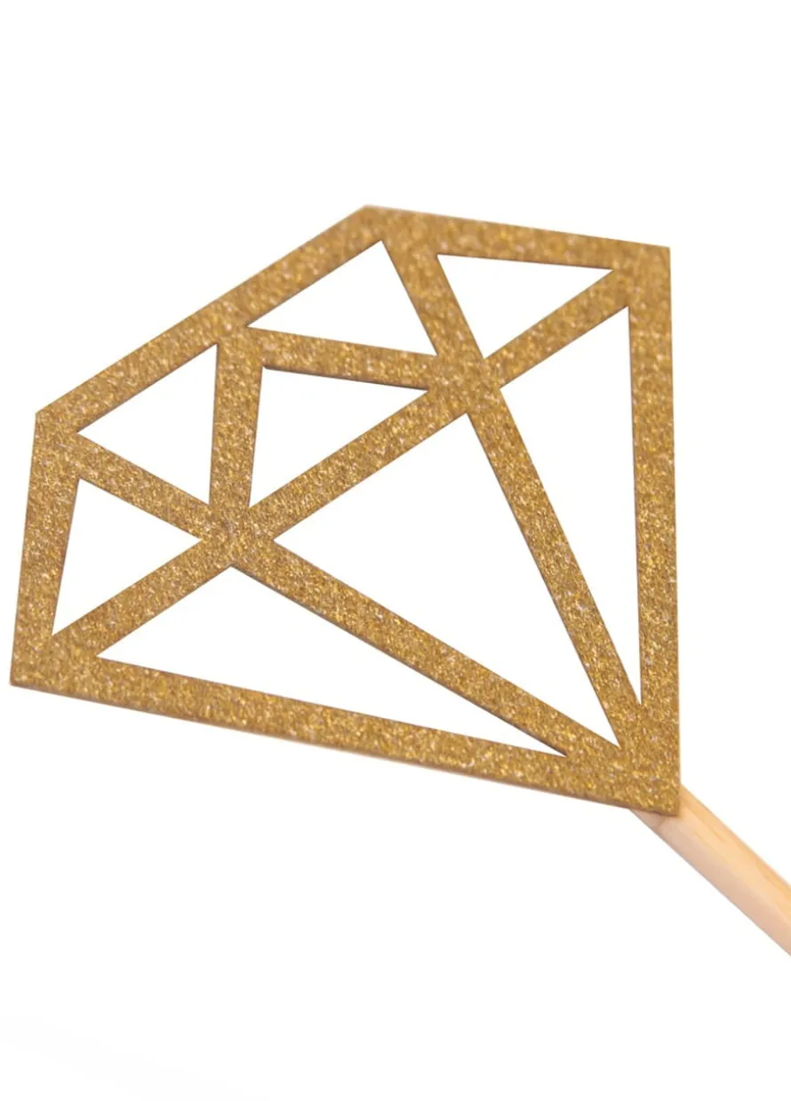 Złoty topper na tort DIAMENT